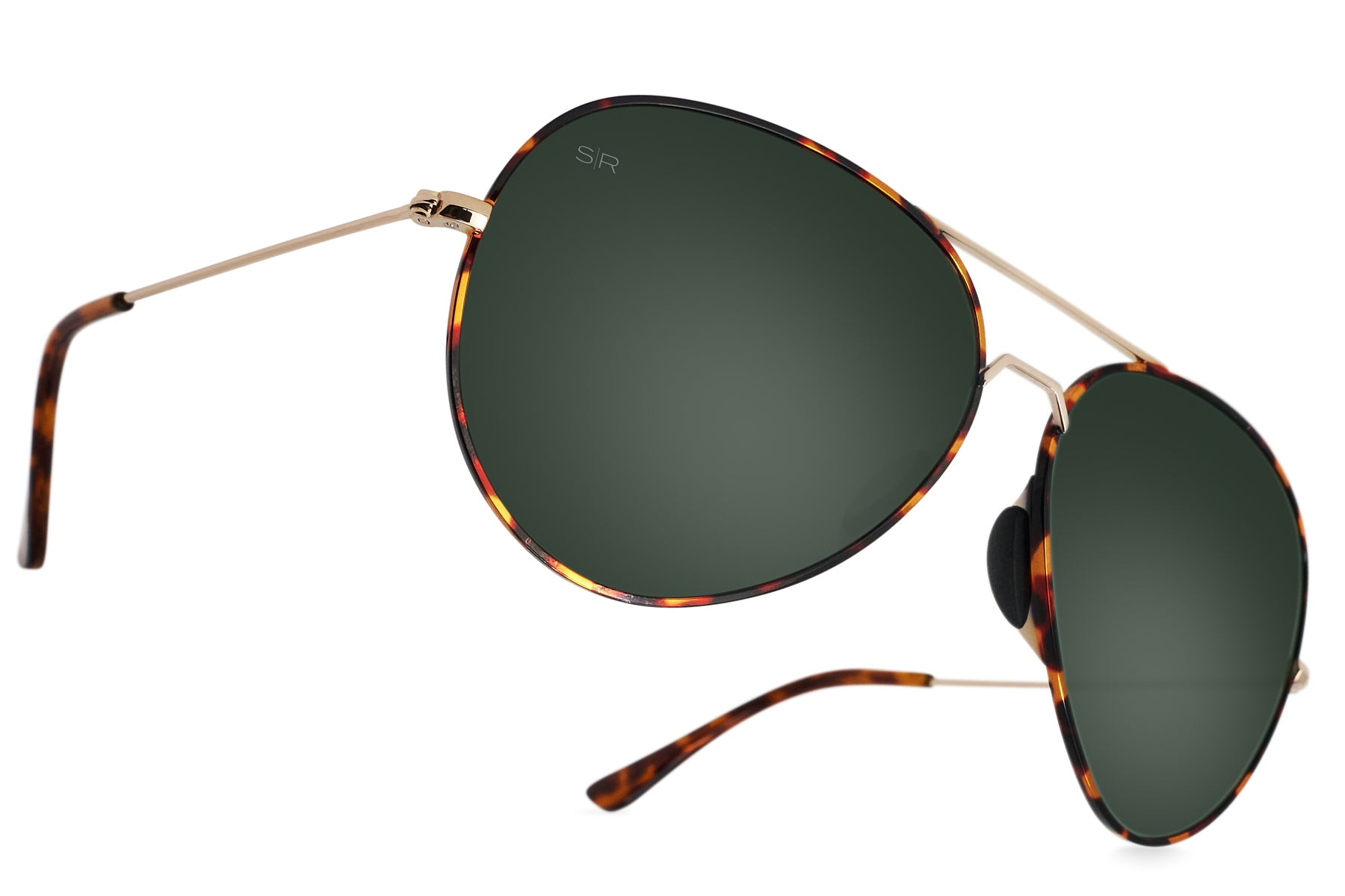 Polarized Aviator Sunglasses - Green Tortoise